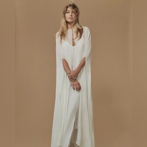 Reformation Cape Overlay Ivory Floor Length Maxi Long Sheer Formal Medium NWT